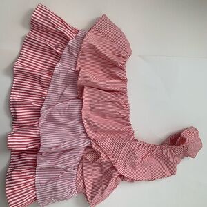 Red and White Striped Ruffle Top